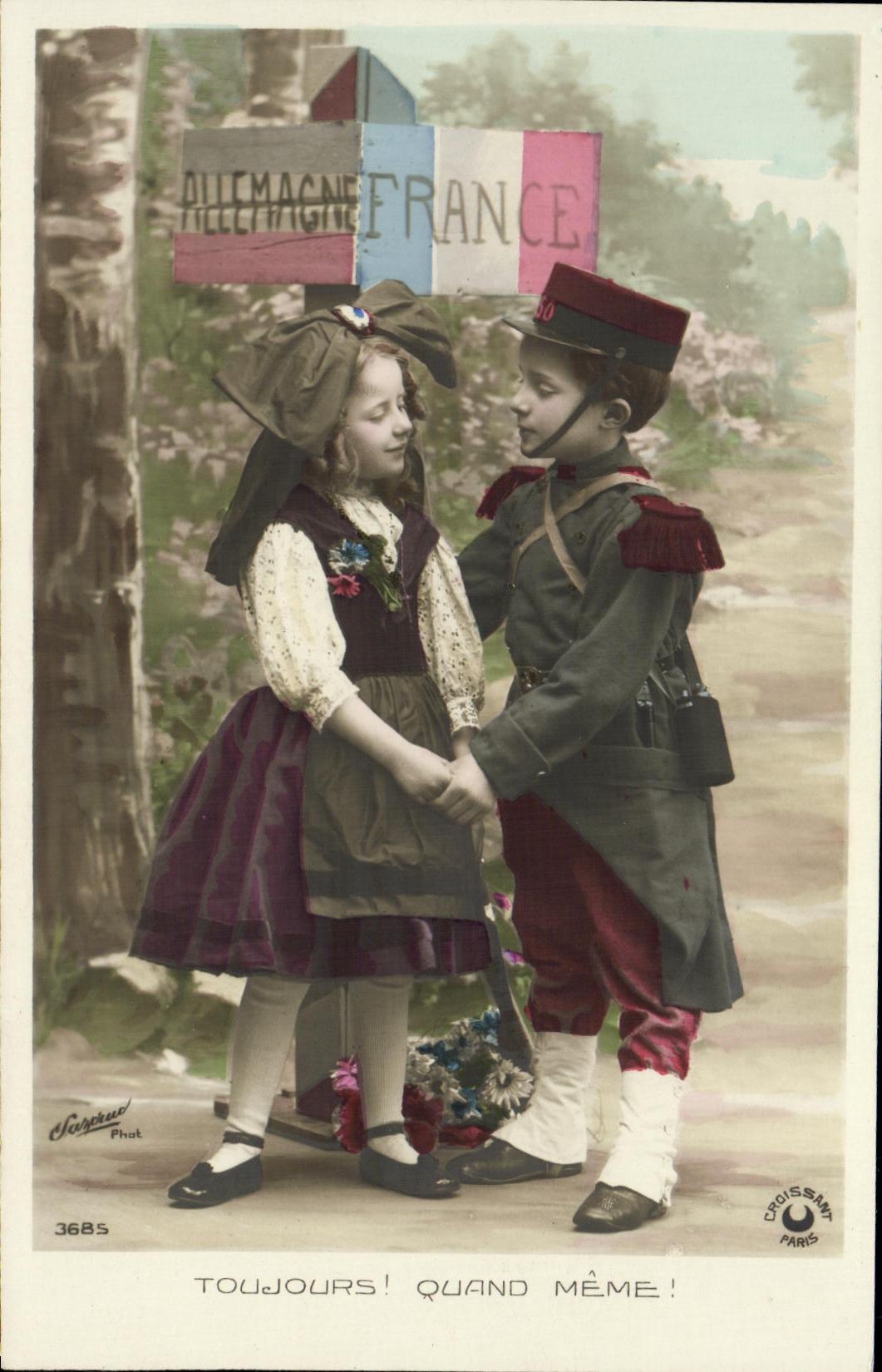 CPA Fantaisie Enfants Allemagne France Militaria
