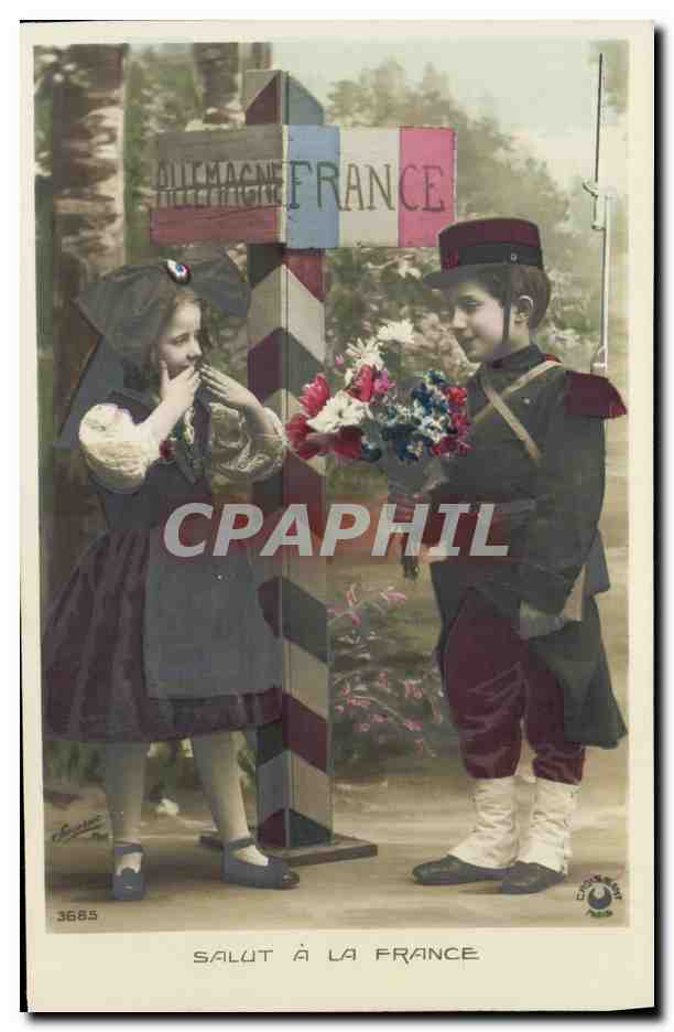 CPA Fantaisie Enfants Allemagne France Militaria
