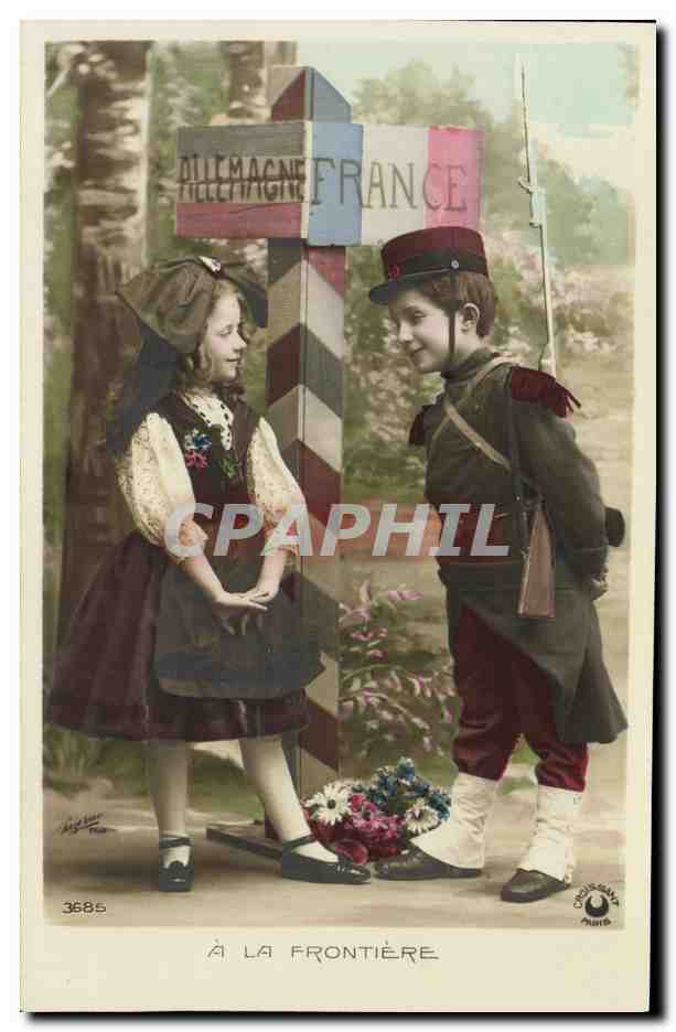 CPA Fantaisie Enfants Allemagne France Militaria