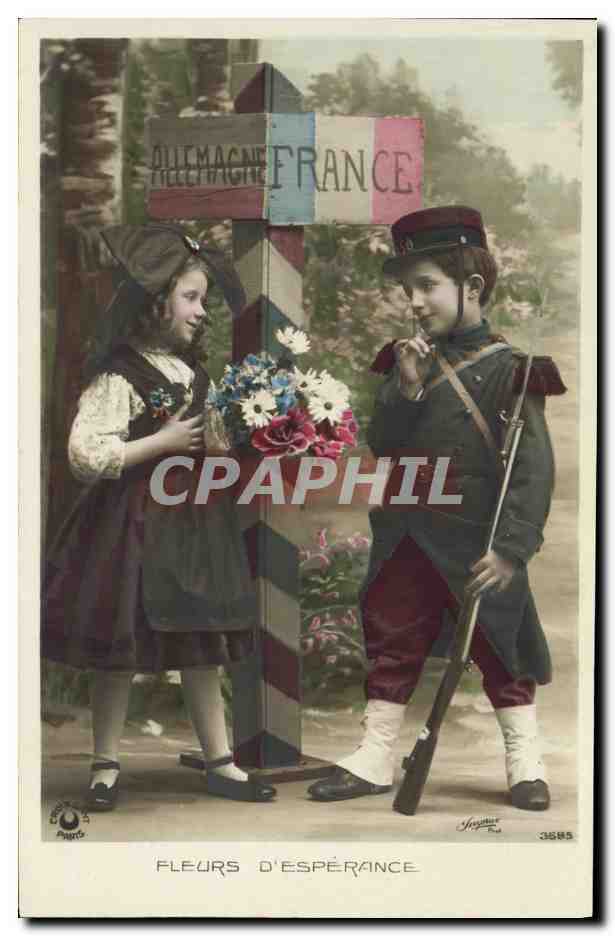 CPA Fantaisie Enfants Allemagne France Militaria