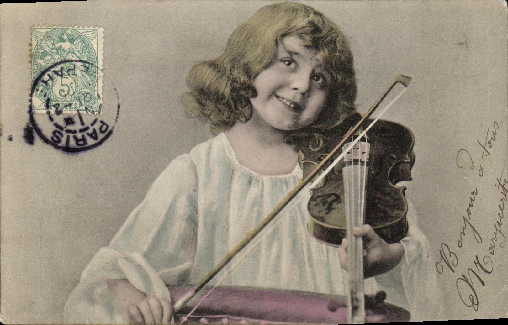 CPA Fantaisie Enfant au violon