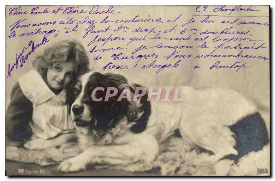 CPA Fantaisie Enfant et chien