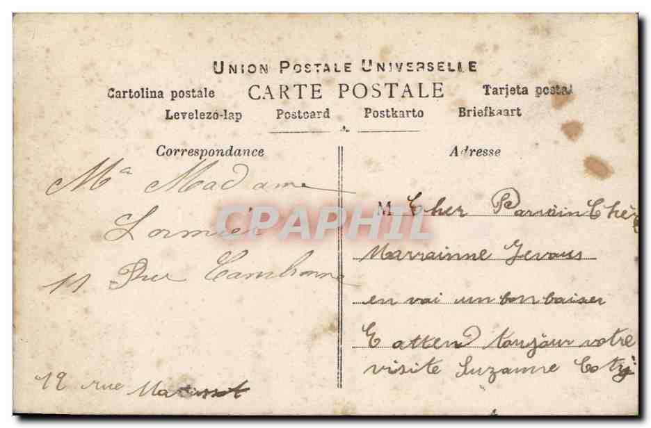 CPA Fantaisie Enfant Mille baisers — Rückseite