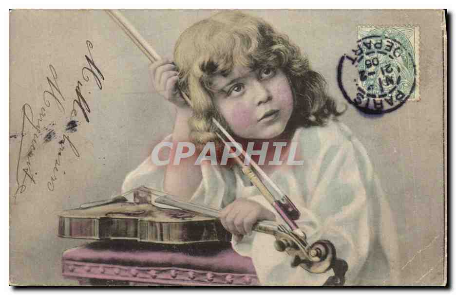 CPA Fantaisie Enfant et violon