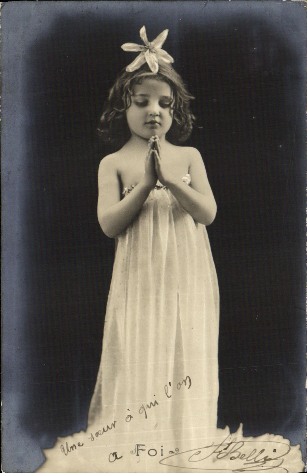 CPA Fantaisie Enfant Foi Priere