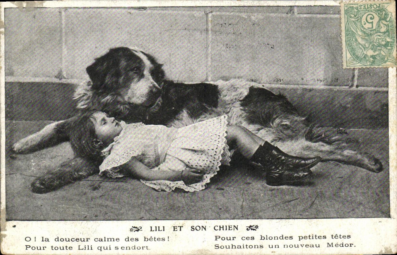 CPA Fantaisie Enfant et chien