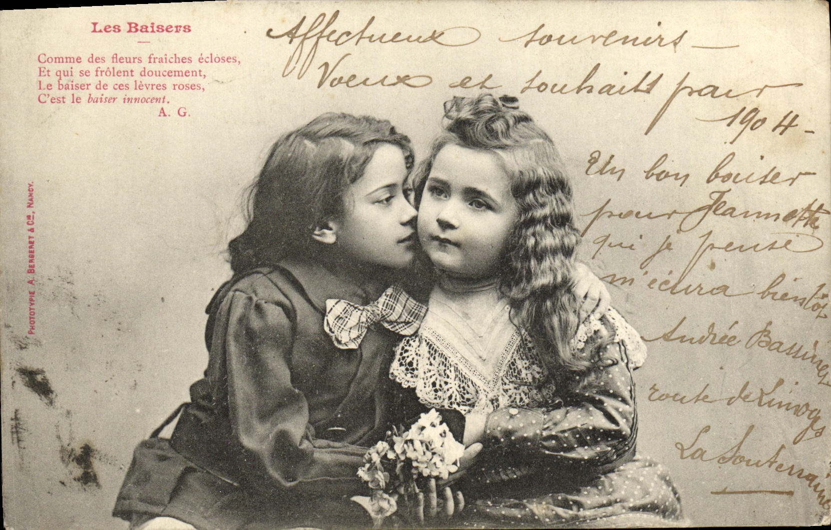 CPA Fantaisie Enfants Les baisers