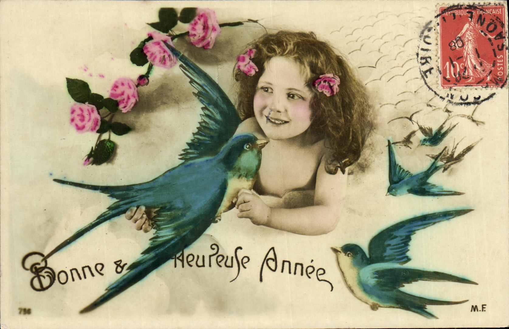 CPA Fantaisie Enfant Hirondelles