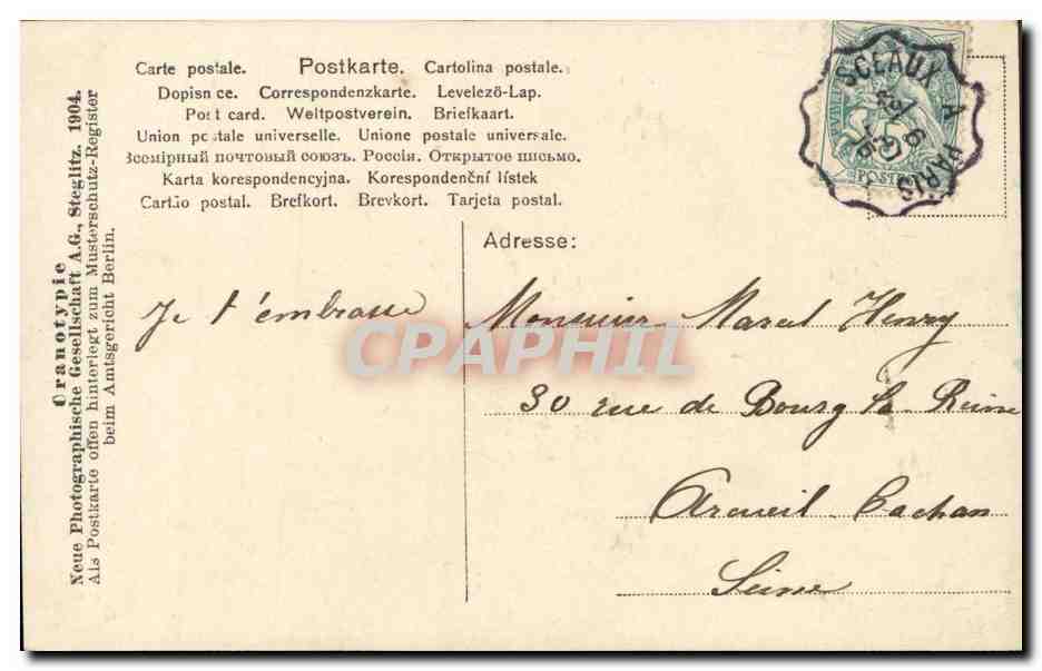 Petite fille en costume bavarois — avec pipe à bois — éditeur NRG, n° 423/2 — Rückseite