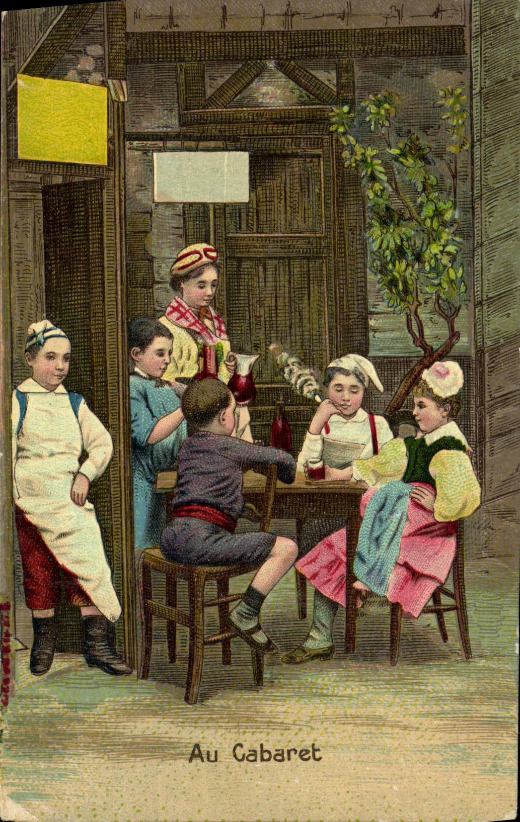 CPA Fantaisie Enfants Au cabaret