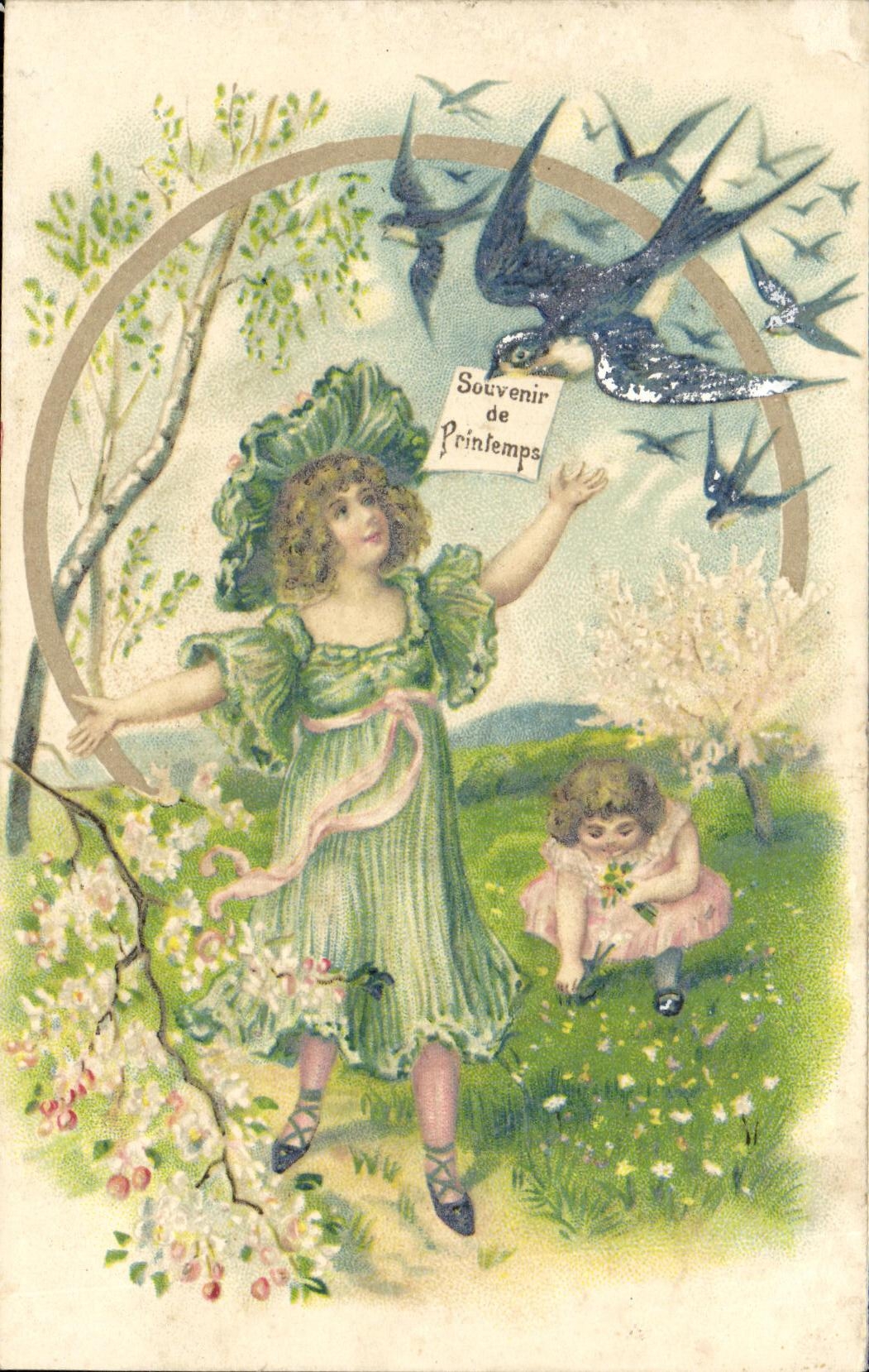 CPA Fantaisie Enfants Hirondelles