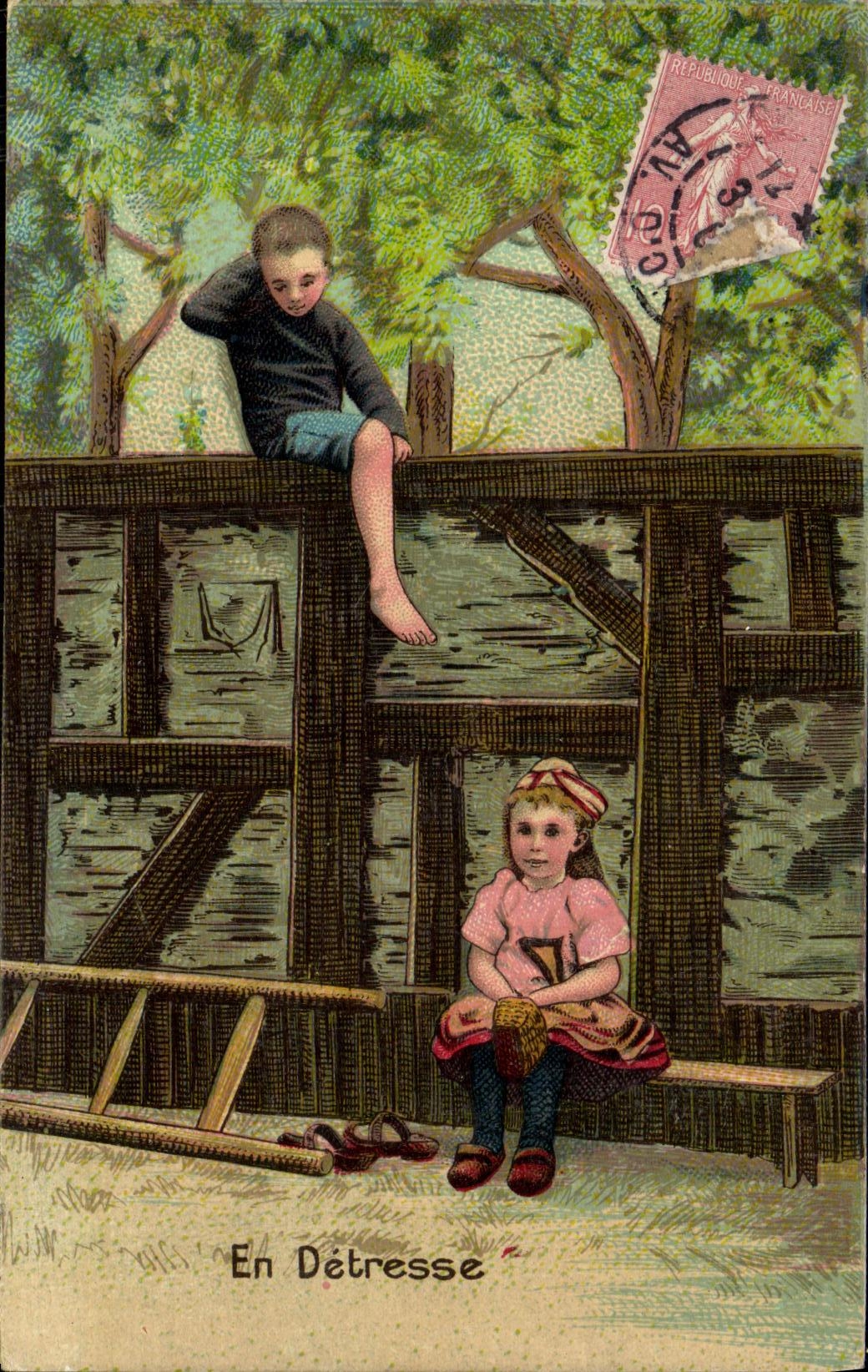 CPA Fantaisie Enfants En detresse