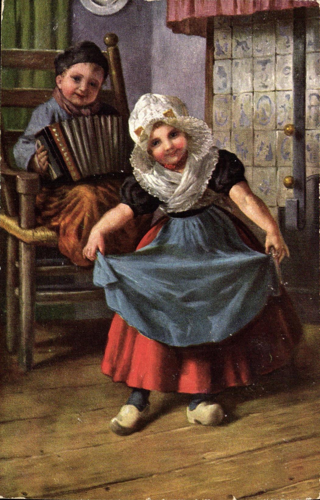 CPA Fantaisie Enfants Accordeon Folklore