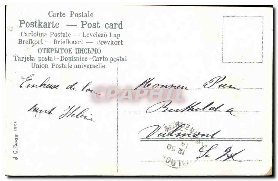 CPA Fantaisie Enfant Le dejeuner de Medor Chien — Verso