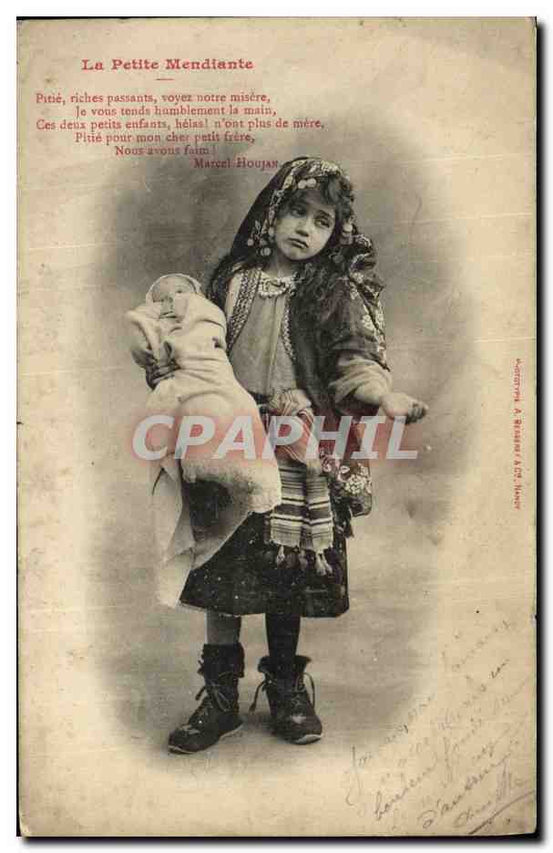 CPA Fantaisie Enfant La petite mendiante
