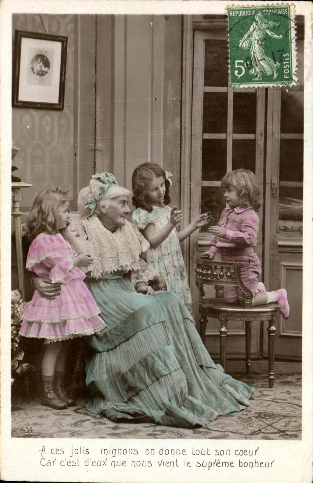 CPA Fantaisie Enfants et grand mere