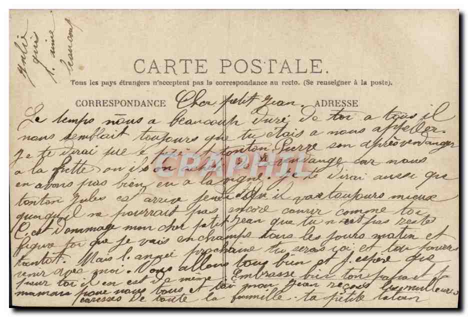 CPA Fantaisie Enfant Le lever de bebe — Verso