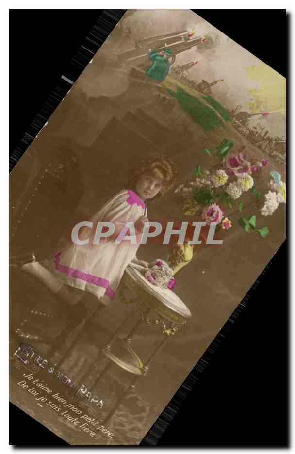 CPA Fantaisie Enfant Canons Militaria