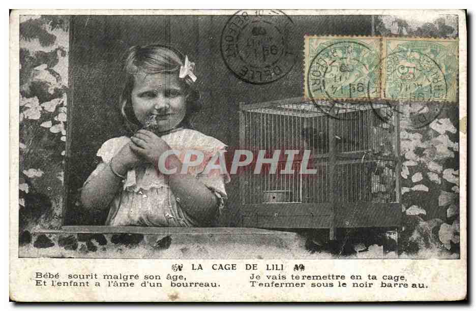 CPA Fantaisie Enfants La cage de Lili Oiseau