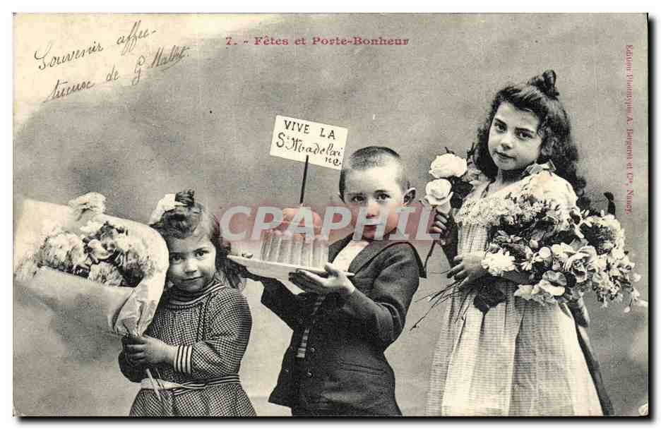 CPA Fantaisie Enfants Fetes de porte bonheur