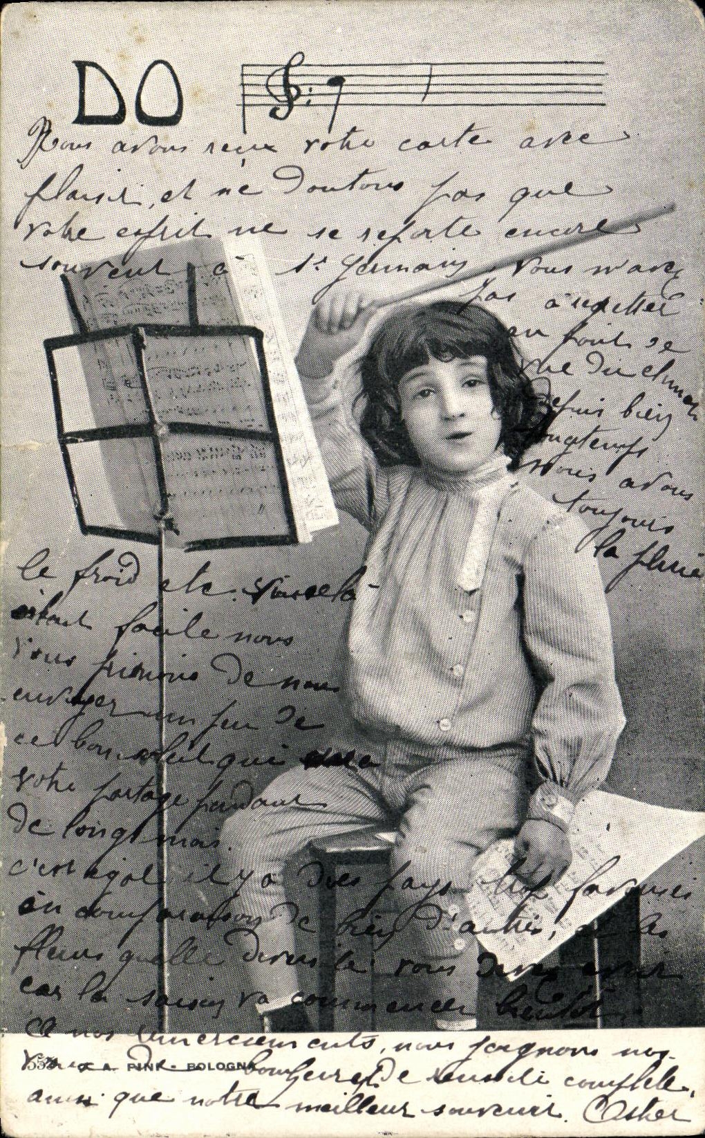 CPA Fantaisie Enfant Musique Solfege