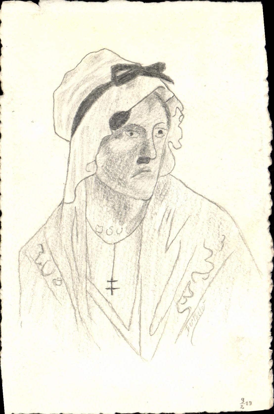 CPA dessin a la main Fantaisie Femme