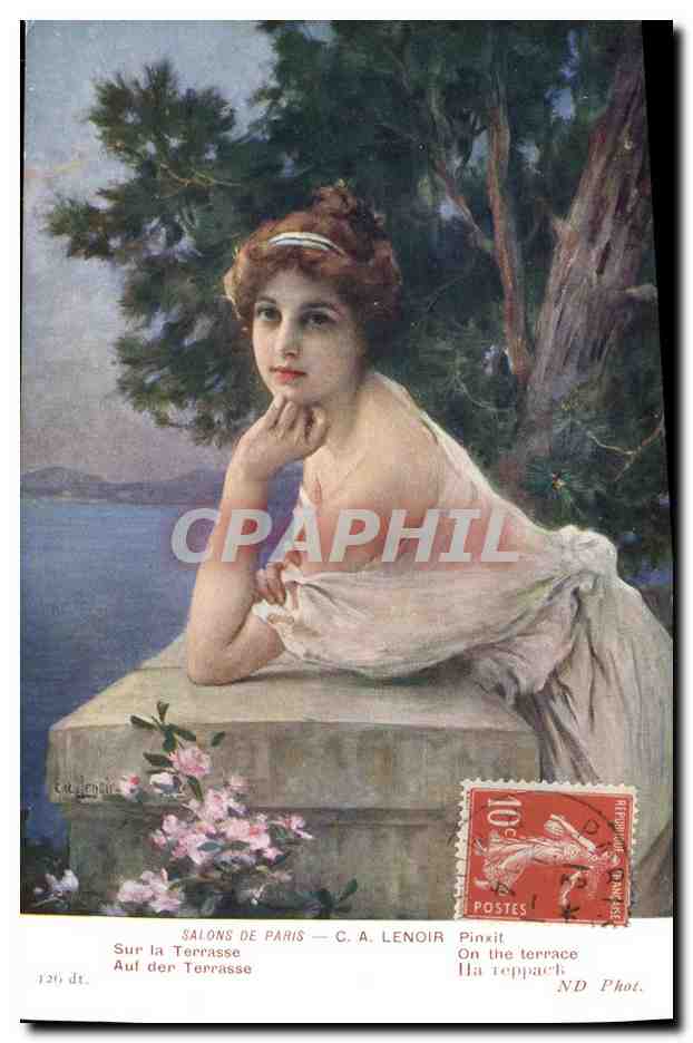 CPA Fantaisie Femme Salons de Paris Lenoir Sur la terrasse