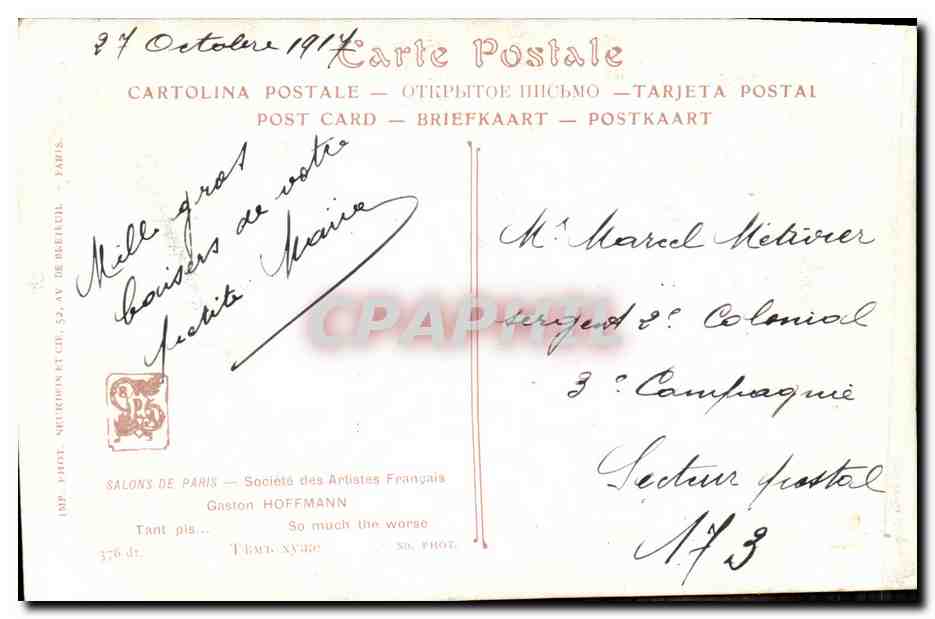 CPA Fantaisie Femme Salons de Paris Gaston Hoffmann Tant pis  — Verso