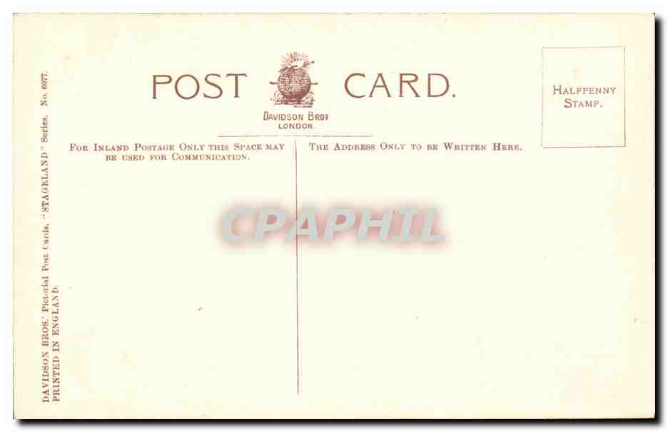 Miss Lily Brayton — Portrait — Davidsons Bros. London, série No. 6077 — Verso