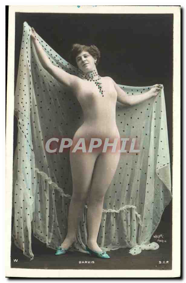 Danseuse nue — pose avec voile à pois — W. BARKIS, Paris, S.I.P.