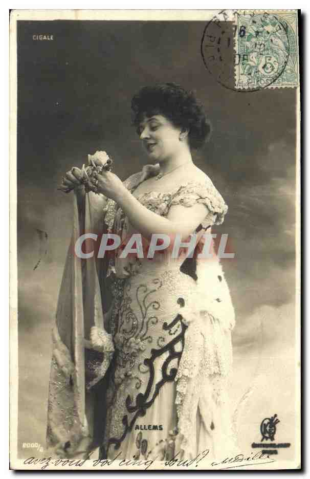 CPA Fantaisie Femme Cigale Allems