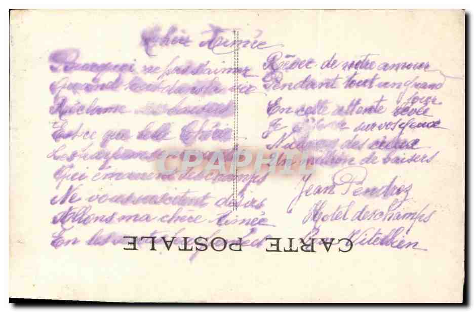 CPA Fantaisie Femme Chantecler Mme Simone Coq — Verso