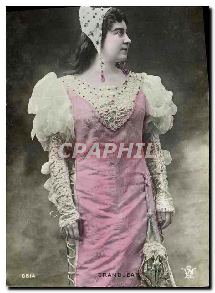 Jeune femme en robe rose ornée — Grandjean, n° 0514