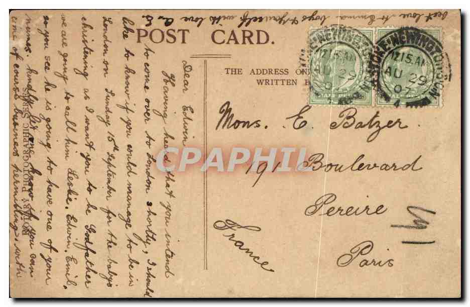 CPA Fantaisie Femme Mlle Gertrude Glynn — Verso