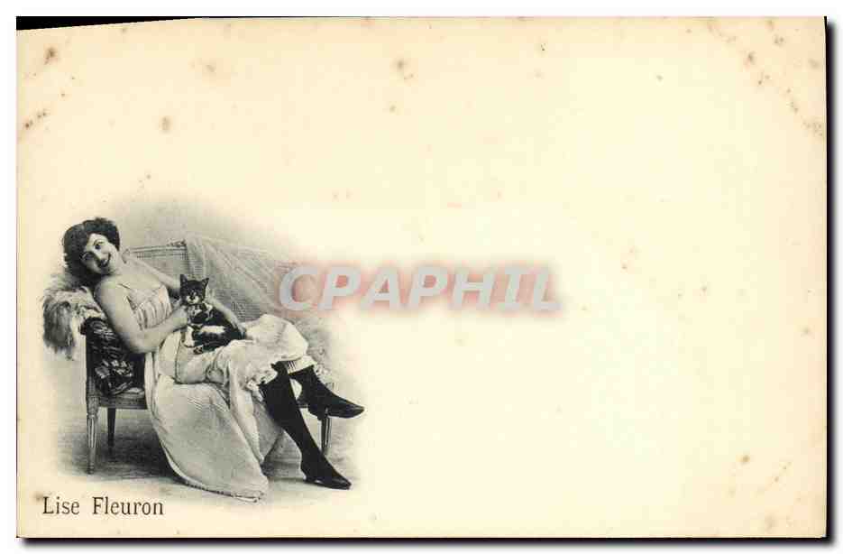 CPA Fantaisie Femme Lise Fleuron Chat