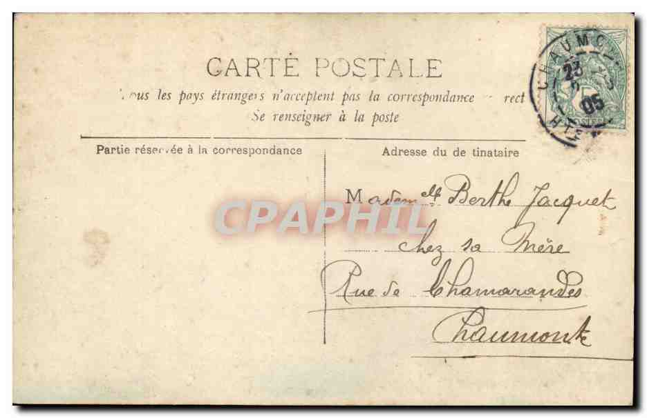 CPA Fantaisie Femme Mastio — Rückseite