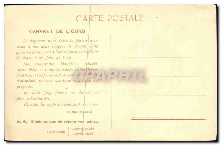 CPA Fantaisie Femme Cora Madou — Back