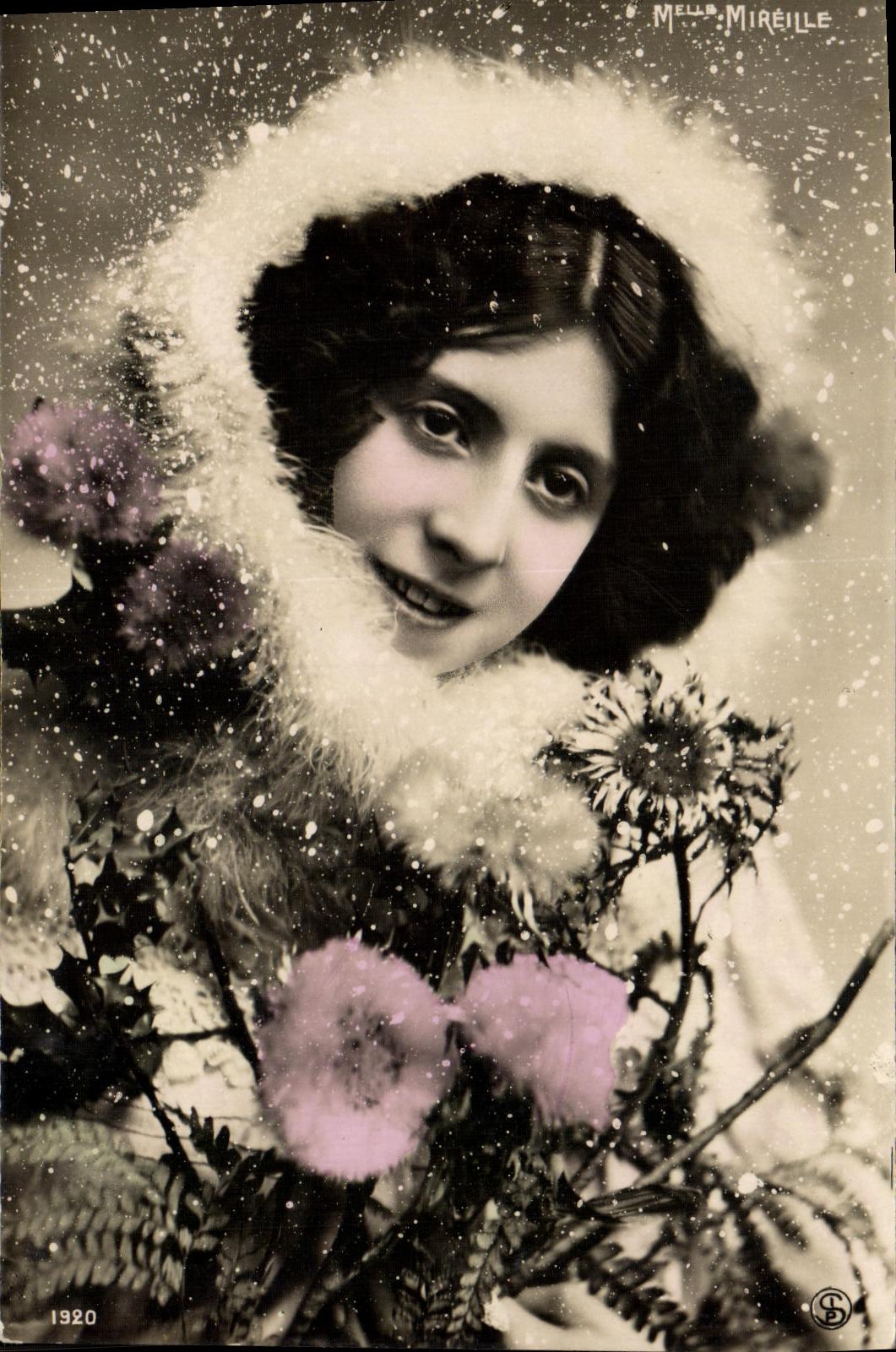 Woman in fur — snow scene — Melle Miréille, n° 1920
