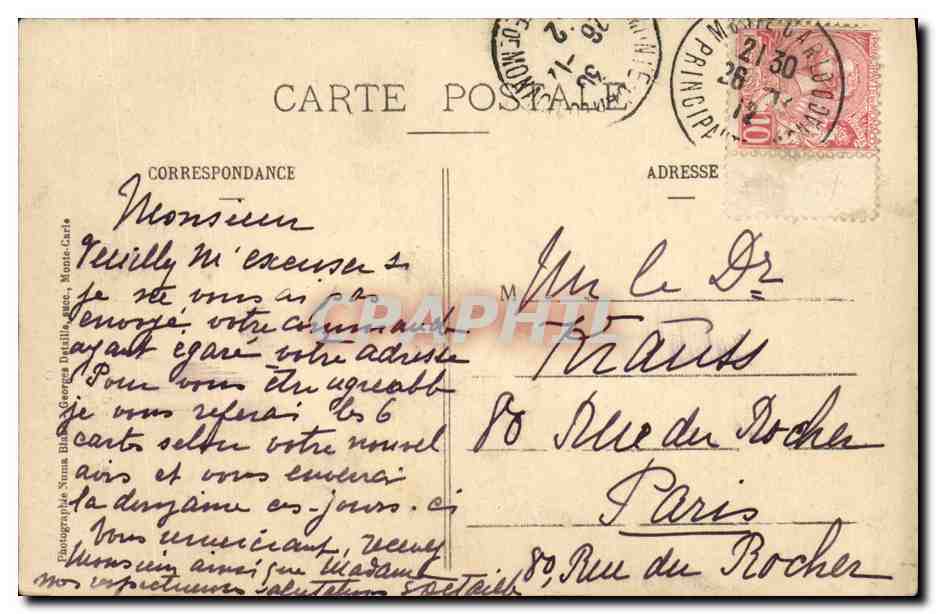 Retrato de una joven mujer — Numa Blanc, Monte-Carlo — Reverso