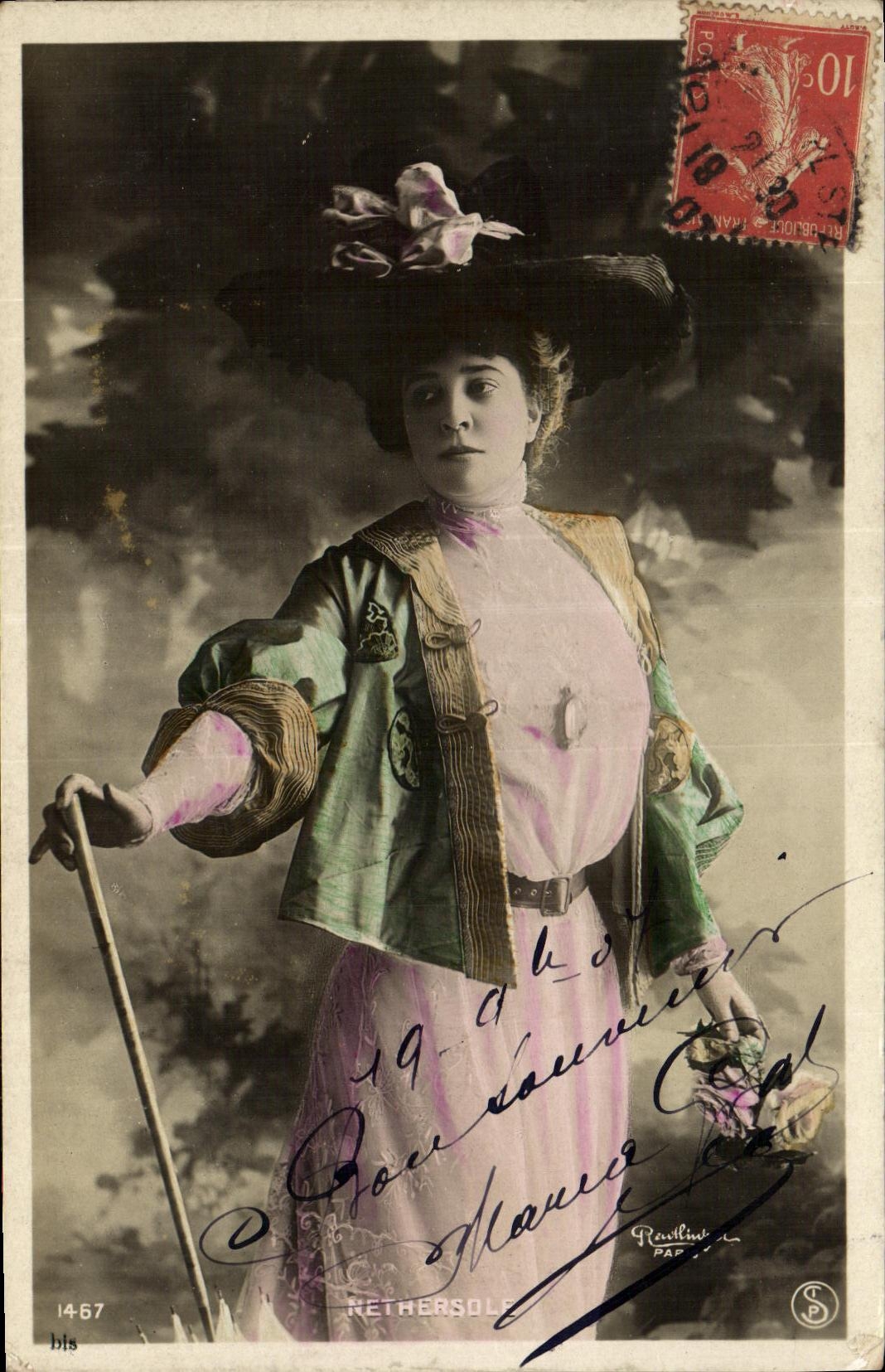 Femme en costume coloré — portrait — Nethersole, n° 1467 bis