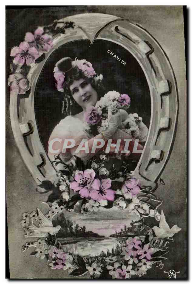 Chavita — Portrait dans un cadre ovale orné de fleurs — Éditeur inconnu, n° de série non visible