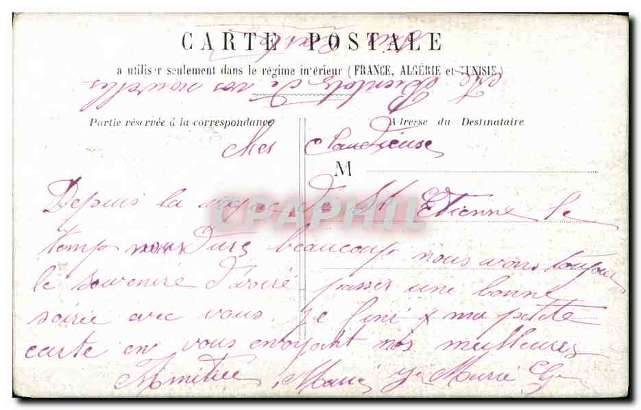 CPA Fantaisie Femme Marther Regnier — Rückseite
