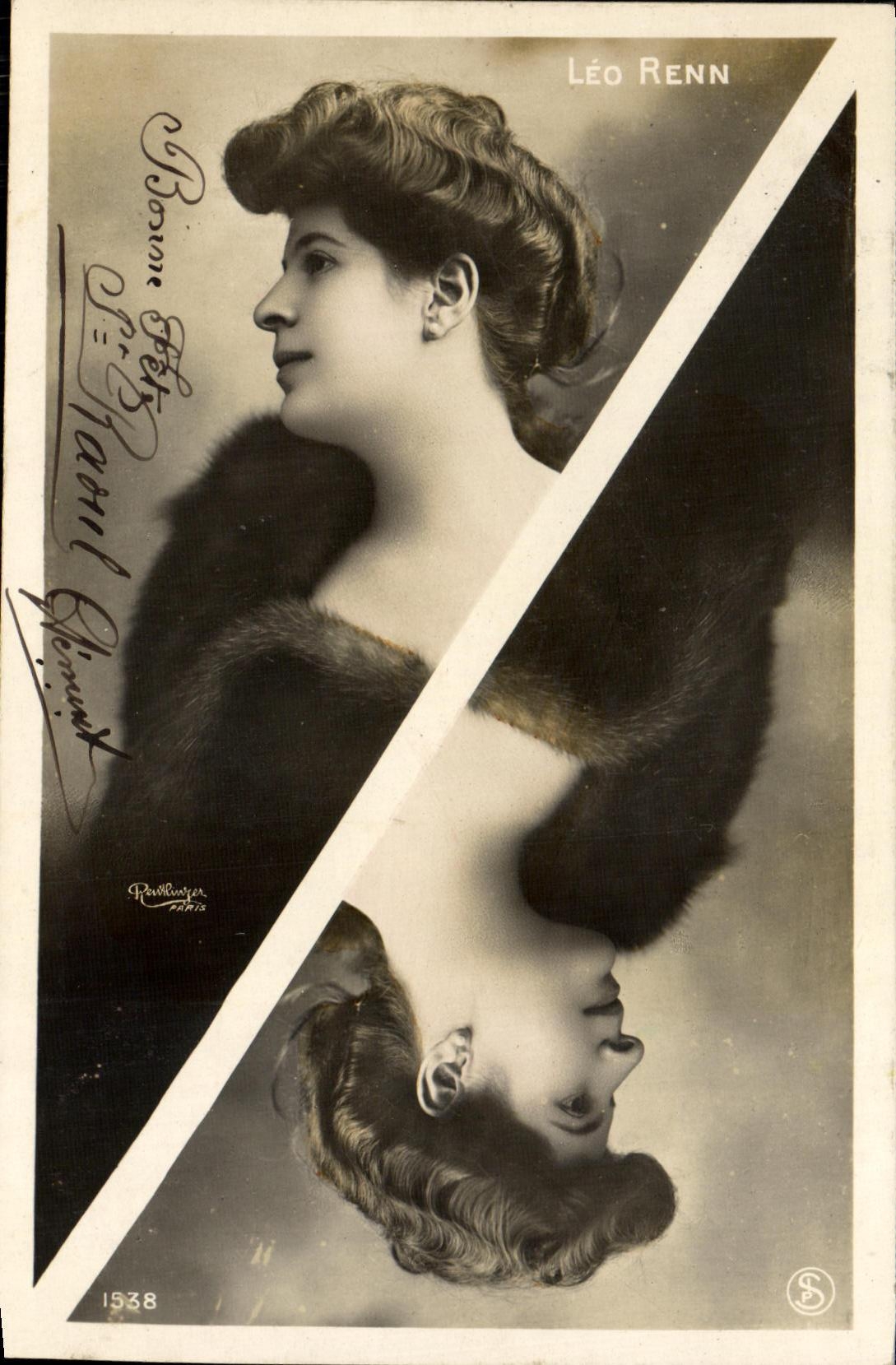 Portrait de femme — double image inversée — Léo Renn, Paris