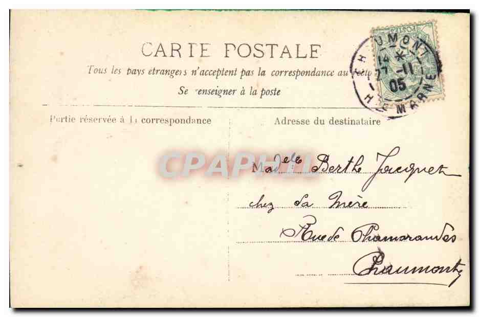 CPA Fantaisie Femme Caux — Verso