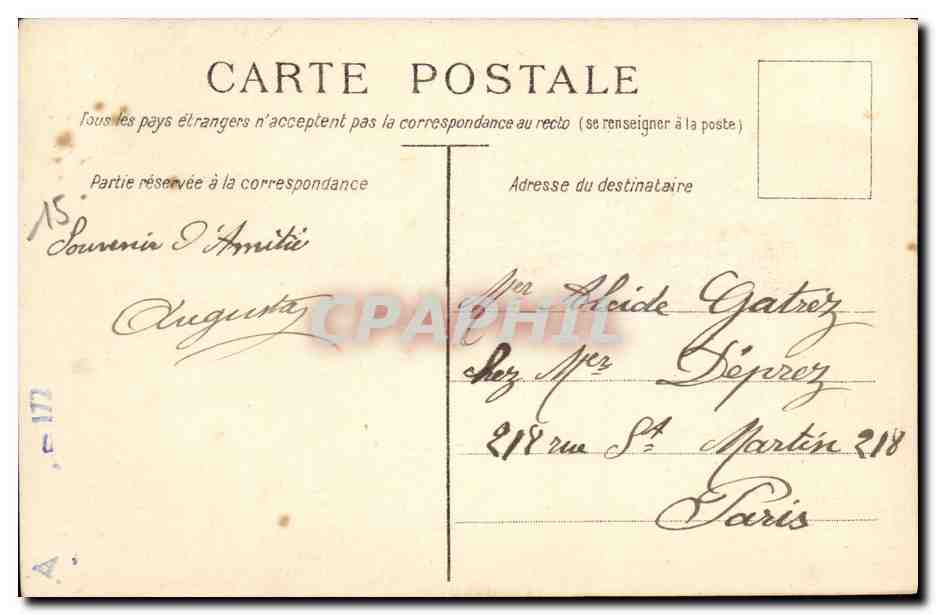 Augusta — Portrait de femme en robe jaune et rose — Sirven, Imp. Toulouse, n° 8.894 — Verso