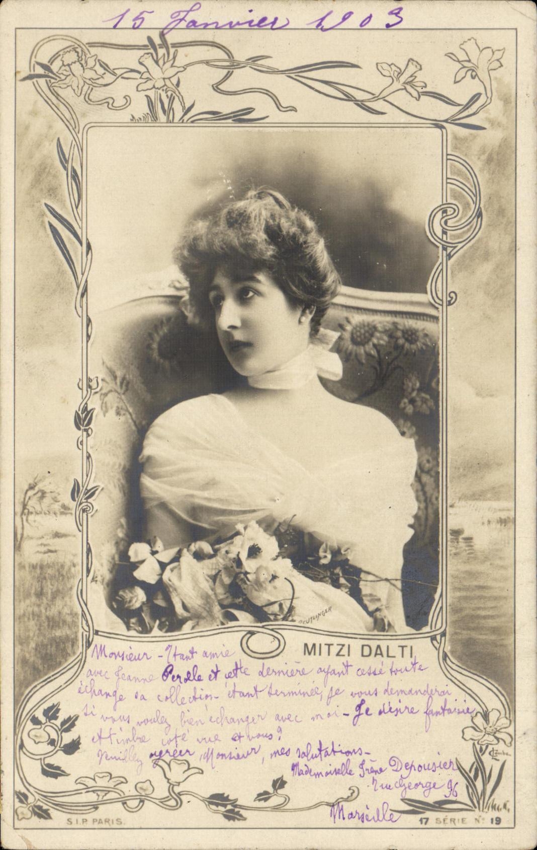 Mitzi Dalti — Frauenporträt — S.I.P. Paris, Serie 17 Nr. 19