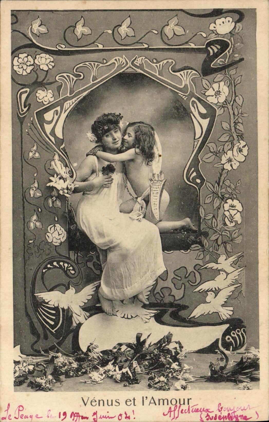 Vénus et l'Amour — illustration Art Nouveau — P. L. Paris