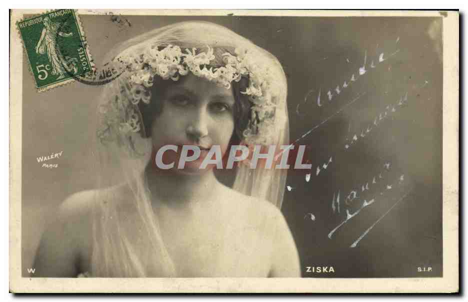 Femme en voile de mariée — Ziska — éditeur Waléry, Paris, série 5058