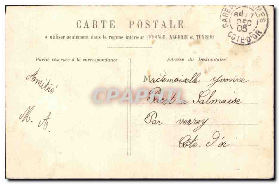 Femme au travail près d'un phare — Côte d'Or — éditeur inconnu, n° de série non visible — Verso