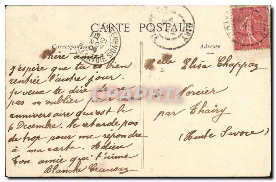 CPA Fantaisie Femme Cercle fleuri — Verso